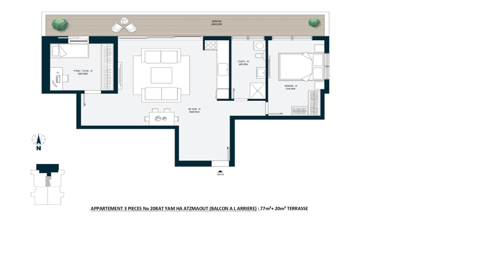 Apartamento 2.5 cômodos Bat yam Bat yam 828-IBL-74