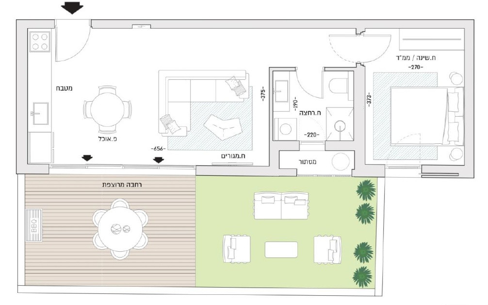 Apartamento garden 2 cômodos Tel Aviv Lev Tel-Aviv 828-IBL-86