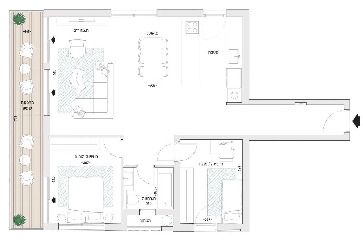 Apartamento 3 cômodos Tel Aviv Lev Tel-Aviv 828-IBL-87